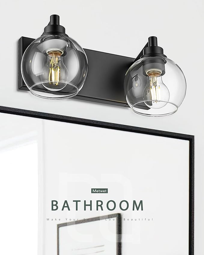 Bathroom Light Fixtures, 2 Light Matte Black Vanity Light, Modern Wall Sconces - Image 7