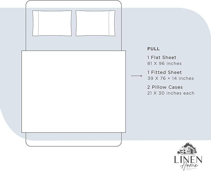 Linen Home 100% Cotton Percale Sheets Full Size, Deep Pocket, 4 Pieces Set - Image 6