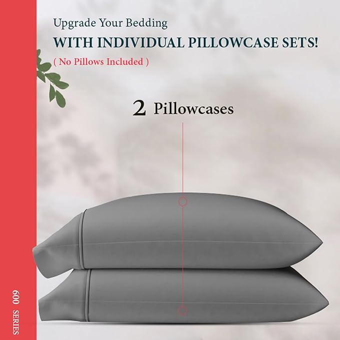 100% Egyptian Cotton King Pillow Case Set of 2 - Image 3