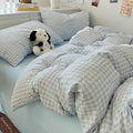 Nayoroom Gingham Duvet Cover King Size Reversible Blue Plaid Checkered Duvet by Nayoroom