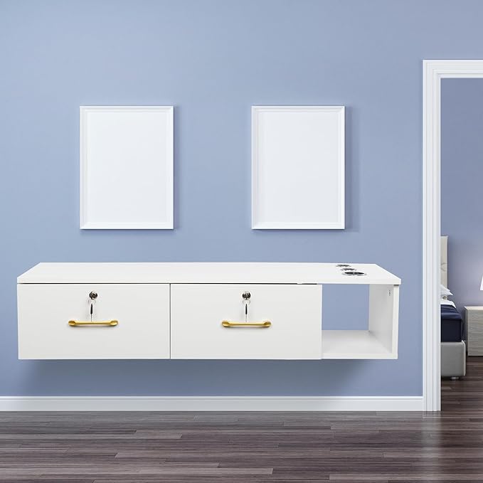 Wall Mount Styling Station for Hair Stylist, Wooden Hair Salon Station Storage - Image 2