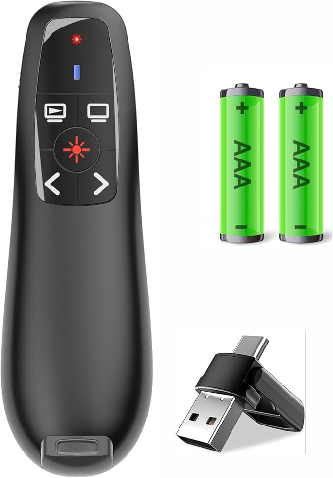 Presentation Clickers Wireless Presenter Remotes for PowerPoint, Powerpoint Clicker with Volume Control PowerPoint Slide Advancer for Mac, Receiver with Dual Functions,Computer, Laptop, LBBYDDLL