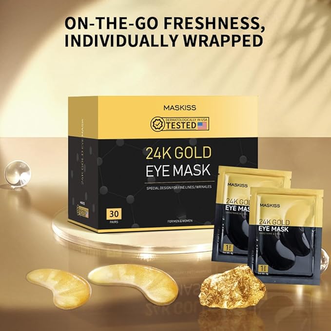 Maskiss 24k Gold Under Eye Patches, Eye Mask, Collagen Skin Care Products - Image 8