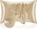 BEDELITE Satin Pillowcase with Zipper 2 Pack, Champagne Pillow Cases Standard by BEDELITE