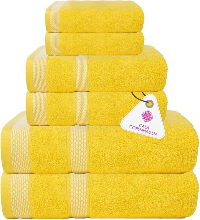 CASA COPENHAGEN Solitaire 6Pcs 100% Egyptian Cotton Large Designer Towels Gift by CASACOPENHAGEN