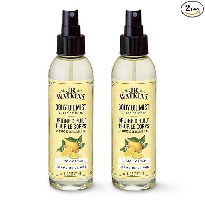 J.R. Watkins Naturally Hydrating Body Oil Mist, Lemon Cream, 6 fl oz, 2 Pack by JRWatkins