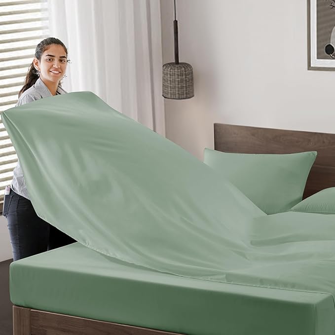 Maple&Stone Twin Flat Sheet 6 Pack, Premium Soft & Breathable, Brushed - Image 3