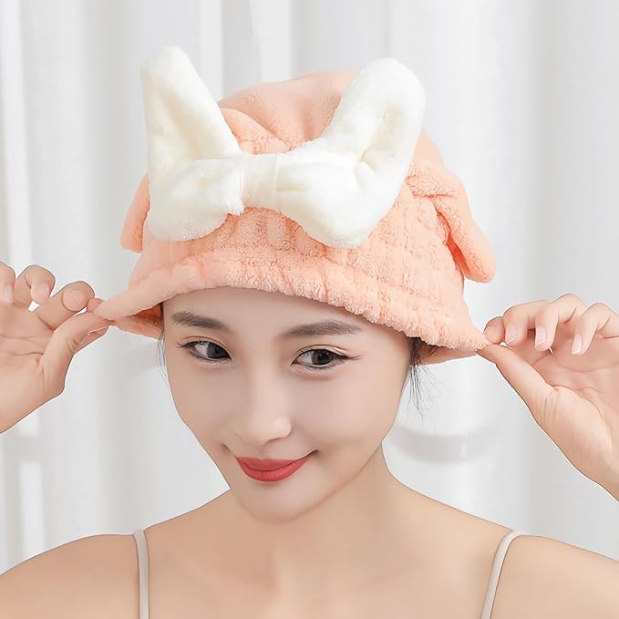 Microfiber Hair Drying Cap, Ultra Absorbent Hair Towel Wrap Turban - Image 5
