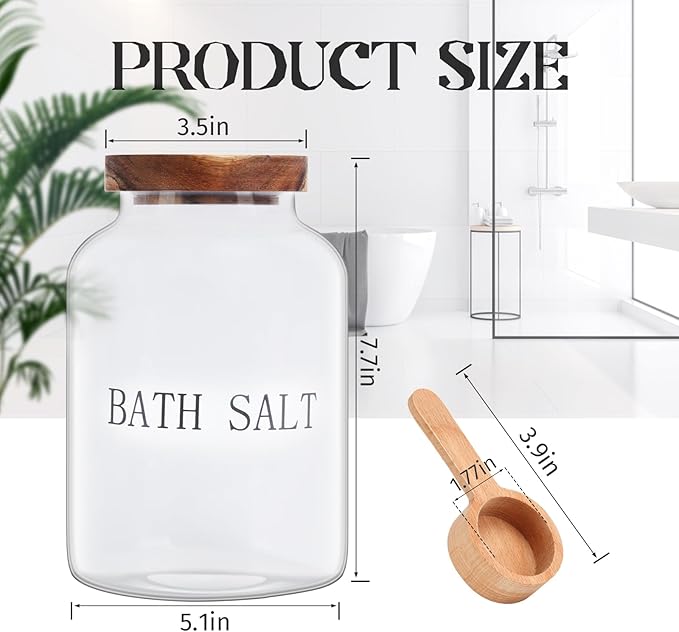 BKYFPQ 2Pcs 74 oz Glass Bath Salts Jar, Bath Salt Container - Image 7