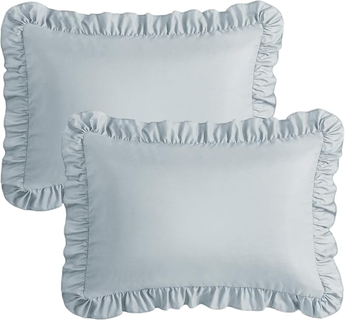 KKJIAF Ruffle Pillow Cases Queen Size Set of 2, Ruffled Pillow Covers - Image 7