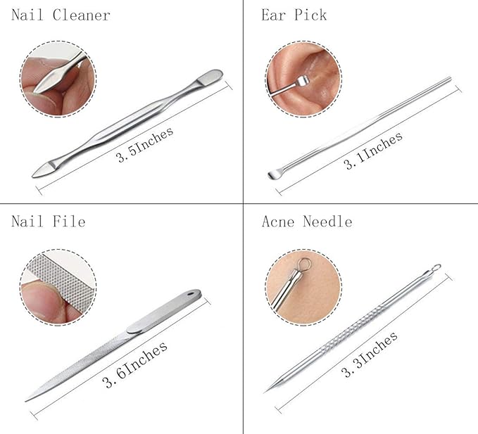 Manicure Set Professional Nail Clippers Kit Pedicure Care Tools- Stainless - Image 7