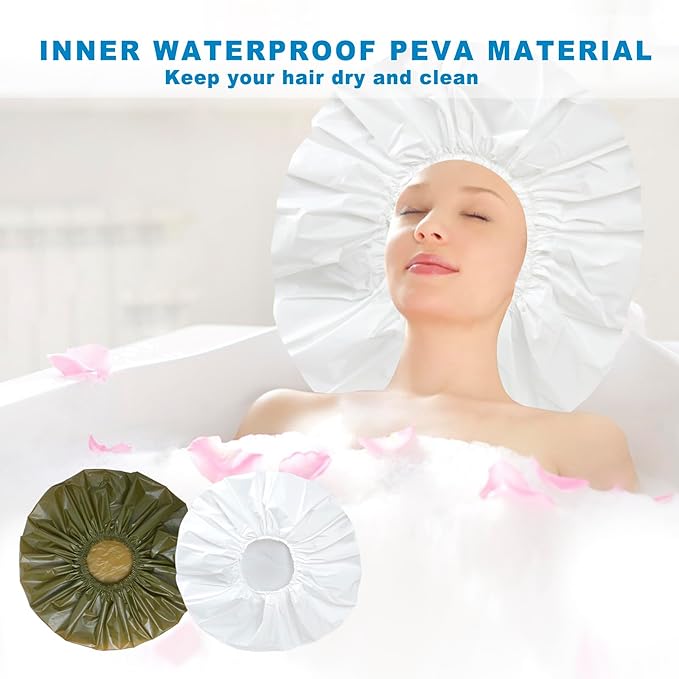 Extra Large Shower Cap 2 PCS Waterproof Shower Caps - Image 7