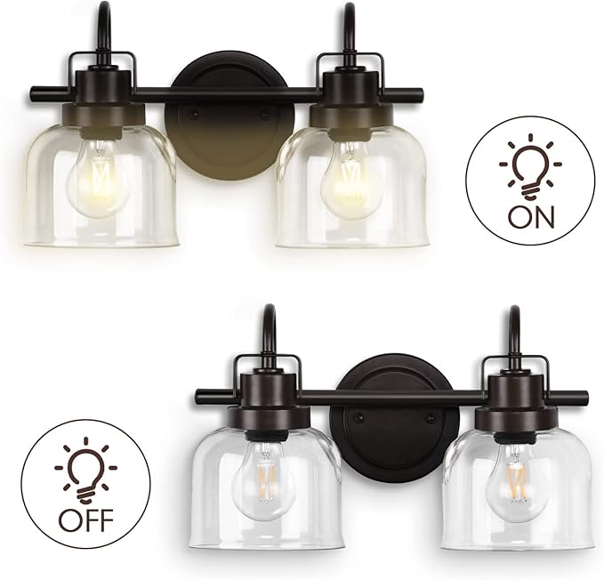 2 Lights Bathroom Vanity Light, Bronze Modern Wall Light Fixtures Over Mirror - Image 3