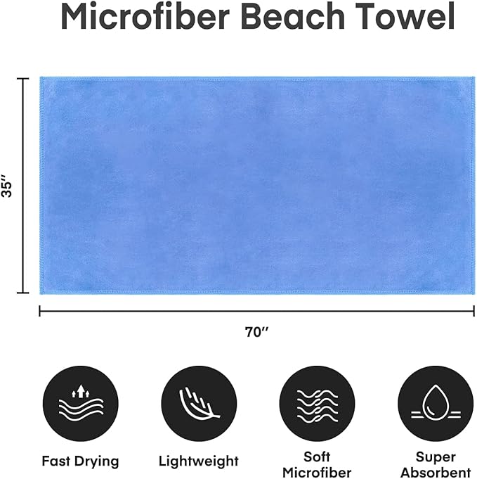 JML Microfiber Bath Towels, Bath Sheet 2 Pack 35" x 70", Super Absorbent and - Image 2