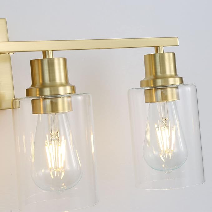 4-Lights Gold Bathroom Light Fixture, Brushed Brass Vanity Light - Image 5