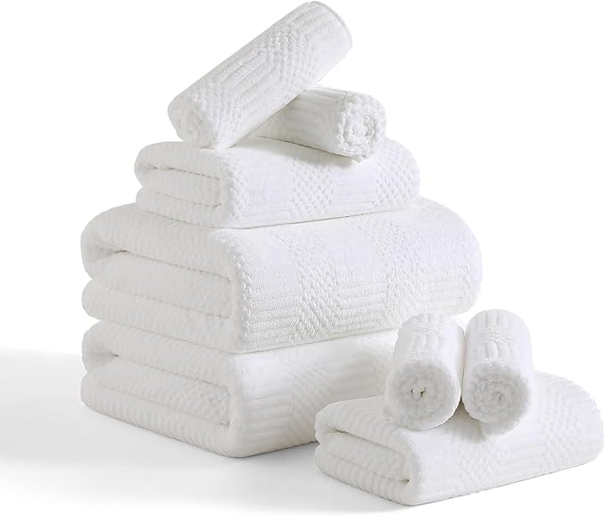 8 Piece Bath Towel Set-2 Oversized Bath Sheets, 2 Hand Towels, 4 by Ycosy