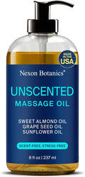 Unscented Massage Oil for Massage Therapy 8 fl oz by NexonBotanics