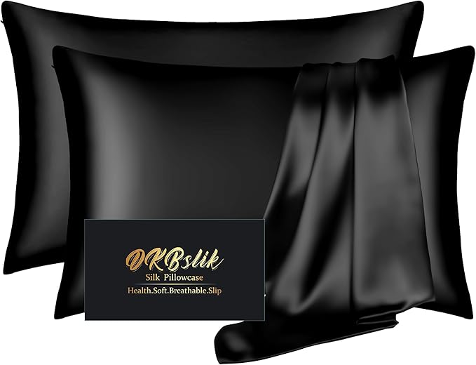 Silk Pillow Cases 2 Pack, Mulberry Silk Pillowcases Standard Set of 2, Anti Acne by HOME