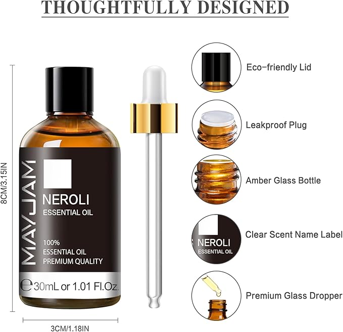 Neroli Essential Oil 30ML/ 1.01FL.OZ, MAYJAM Pure Neroli Oil - Image 4