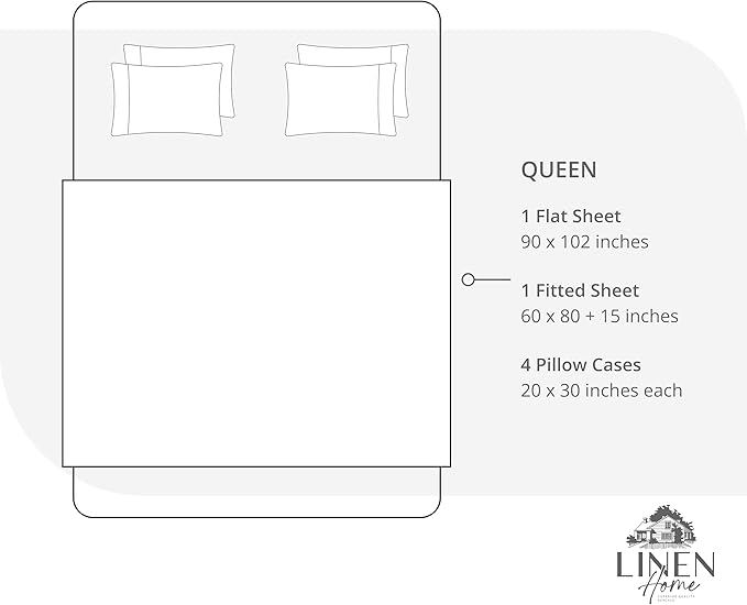 Linen Home 100% Cotton Percale Sheet Set, Queen Size, Baby Blue, Deep Pocket - Image 6
