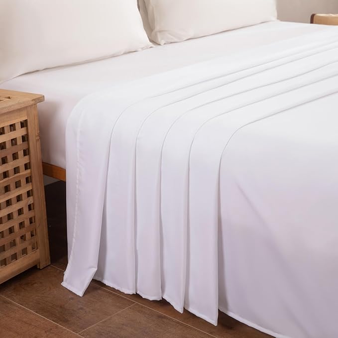 Queen Flat Sheet Only， 90x102Inch White - Image 3