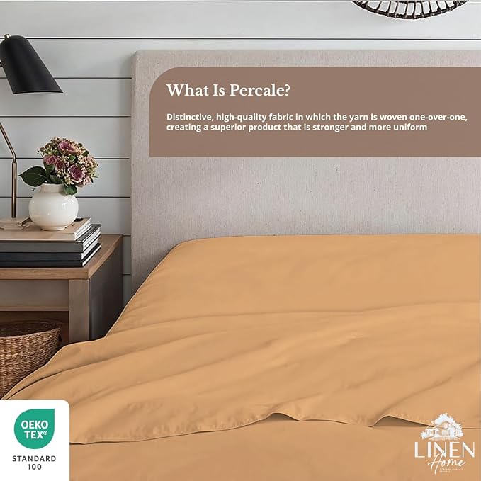 Linen Home 100% Cotton Percale 1 Flat Sheet, King Size - Image 4