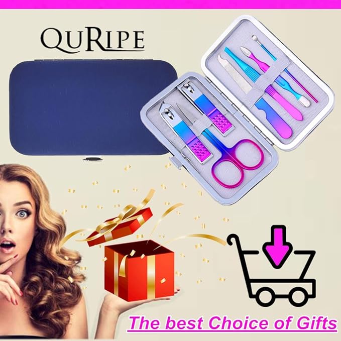 QURIPE 7pcs Manicure Set, Nail Clippers Kit, Stainless Steel Manicure Kit - Image 6