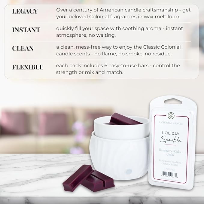 Colonial Candle Holiday Sparkle Scented Wax Melts, Wax Melt Warmer Cubes - Image 5