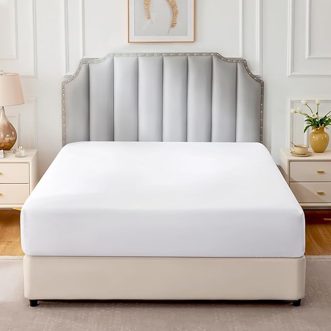 FreshCulture Pure Cotton Fitted Sheets Twin XL Size, 300 Thread Count Percale - Image 2
