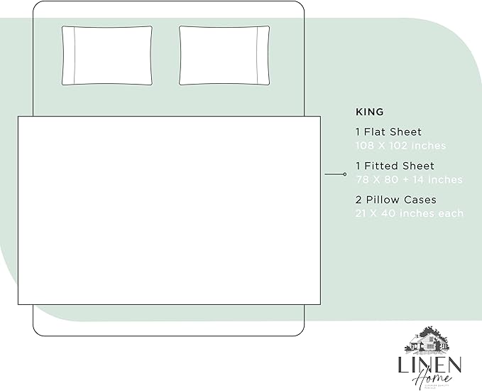 Linen Home 100% Cotton Percale Sheets King Size, Pastel Turk, Deep Pocket - Image 6