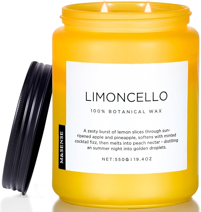 M&SENSE Limocello Summer Scented Candle, 19.4oz 110 Hours Long Burning Time by MSENSE