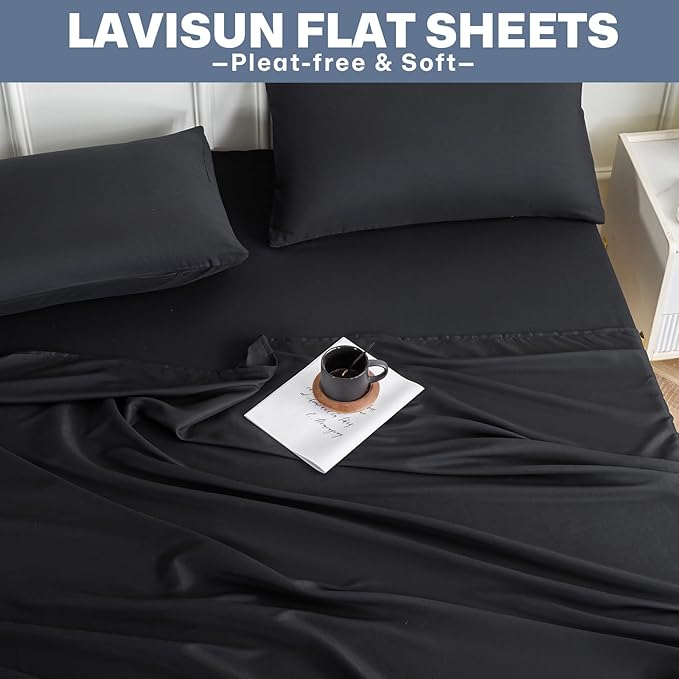 Lavisun Queen Flat Sheets 6 Pack, Soft & Breathable Bulk Sheets - Image 8