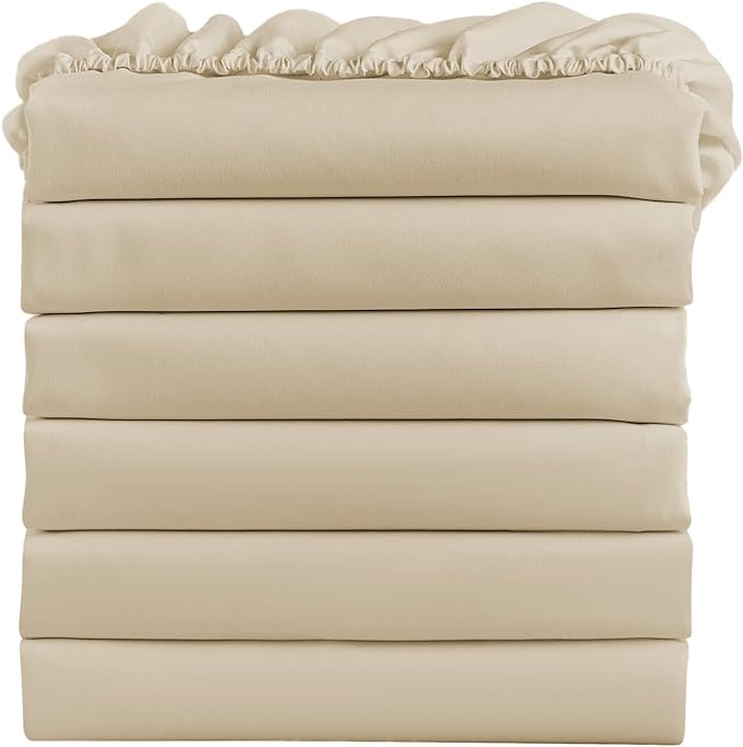 FreshCulture Full Fitted Sheets, Bulk Pack of 6, Deep Pocket, Soft Microfiber by FreshCulture