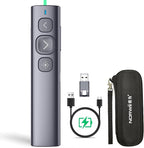 Norwii N95 Presentation Clicker, PowerPoint Clicker for Presentation Remote, Rechargeable Wireless Presenter Pointer, Slide Advancer for PC/Laptop/e-Book (BLE&USB-A&C, Green Light)