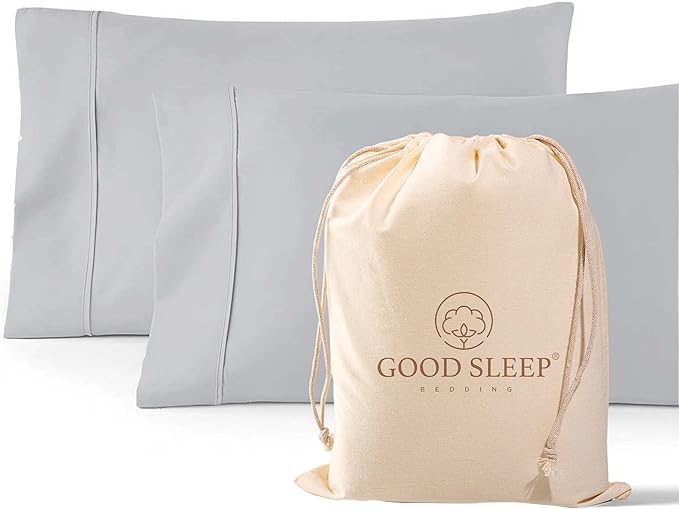 1000 TC Light Gray Standard Pillowcases Set of 2 100% Egyptian Cotton Pillow by GoodSleepBedding