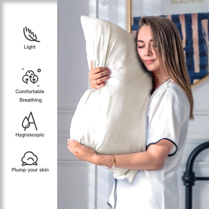 Silk Pillow Cases 2 Pack Soft Breathable and Sliky King Size Pillow Cases Set - Image 3