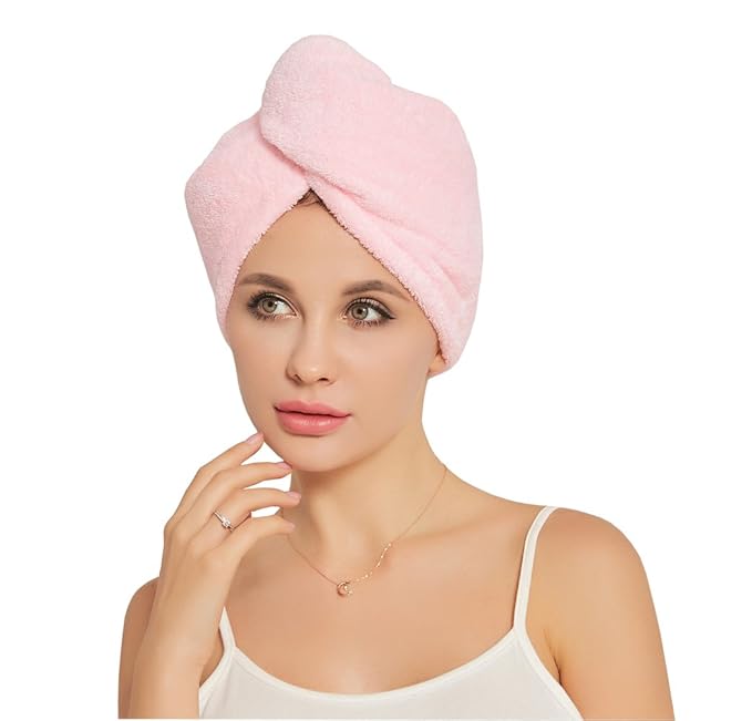 HOPESHINE Women's Soft Shower Hair Towel Twist Hair Turban Wrap Drying Cap - Image 2