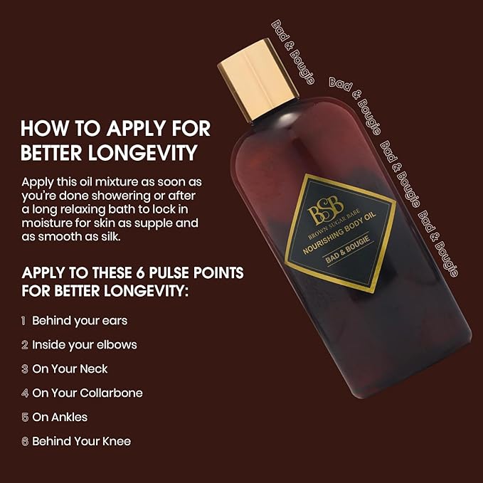 Brown Sugar Babe Bad and Bougie Body Oil, Grape Seed and Sweet Almond Fragrance - Image 6