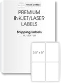 HOUSELABELS 4-up Shipping Labels (3-1/2" x 5") for Laser and Inkjet Printers, 500 Sheets