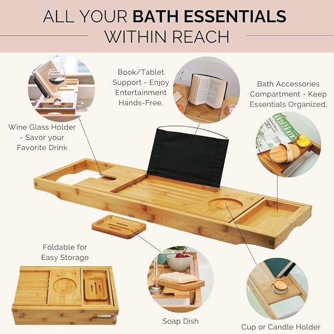 Bath Pillow and Bathtub Tray Set - Image 3