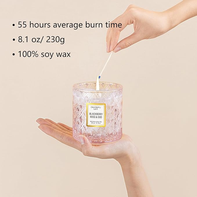 Chloefu LAN Rose Scented Candle, Oud Candle, Mothers Day Candles Gifts - Image 2