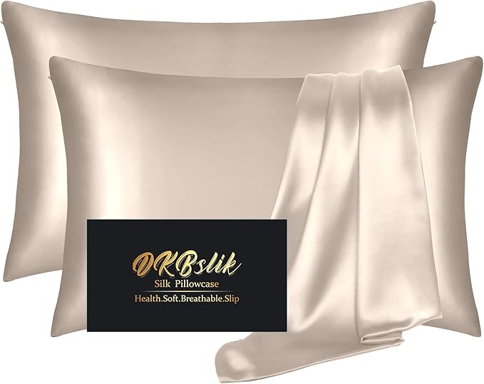 Silk Pillowcase 2 Pack, Mulberry Silk Pillow Cases Queen Size Set of 2 by HOME