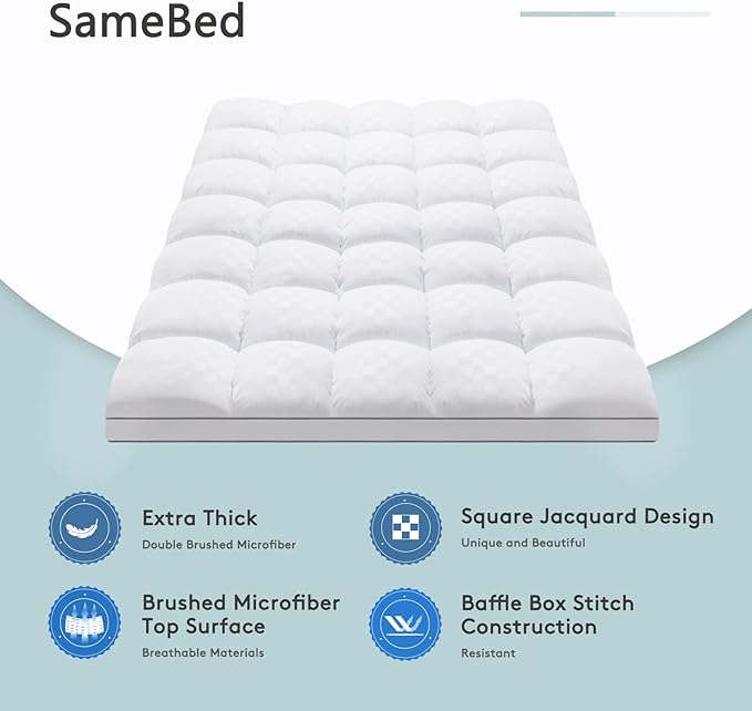 SameBed Mattress Topper Full XL, Extra Thick Mattress Pad Cover - Image 2