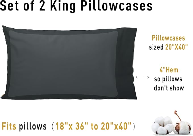 Sunflower King Pillowcases Set of 2, 100% Cotton King Size Pillow Cases 2 - Image 8