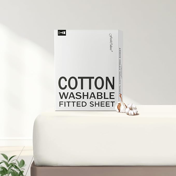 FreshCulture Pure Cotton Fitted Sheets Full Size, 300 Thread Count Percale by FreshCulture