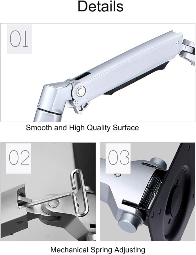 NBGYS XSJ8012WT Aluminum Alloy Mechanical Spring Arm Wall Mount Laptop Holder Full Motion Laptop Mount Arm Monitor Stand (Black)