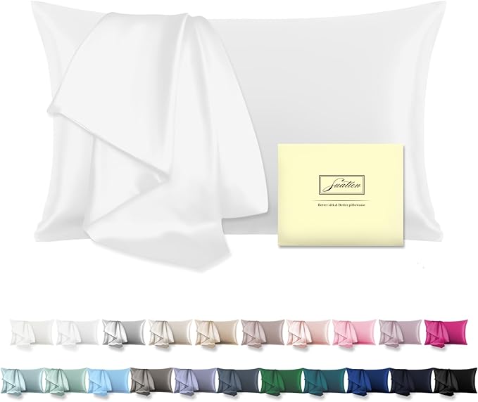 Mulberry Silk Pillowcase for Hair and Skin Standard Size 20"X 26" Pillow Case by Suatien