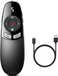 Presentation Clickers for PowerPoint with Timer, Wireless Rechargeable Laser Pointer for Laptop Presentations Remote, Power Point Remote Clicker for Computer/Mac/PPT/Google Slide Advancer