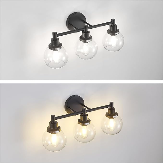 3-Light Bathroom Light Fixture Black Vanity Lights Over Mirror Modern Wall - Image 7