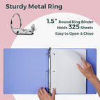POPRUN 3 Ring Binder 1.5 Inch, PVC-Free, Holds 325 Sheets of 8.5 x 11 Paper, Extra Durable Organizer with 2 Pockets for School & Office, Heavy-Duty, 2 Pack, White